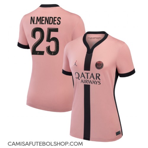 Camisa de time de futebol Paris Saint-Germain Nuno Mendes #25 Replicas 3º Equipamento Feminina 2024-25 Manga Curta